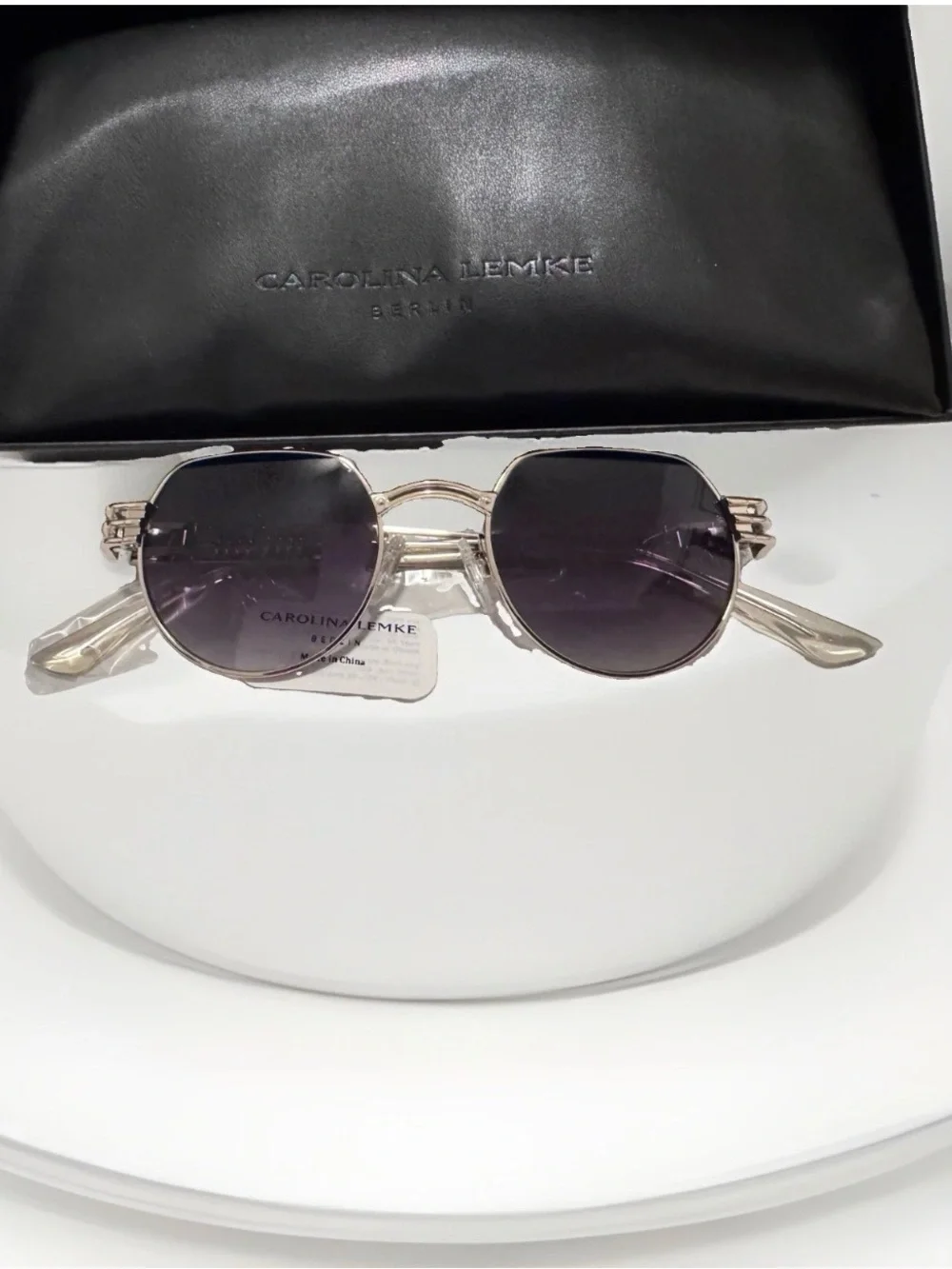 Carolina Lemke Berlin CL3319-03 Women’s Round Silver Metal Sunglasses Gray
